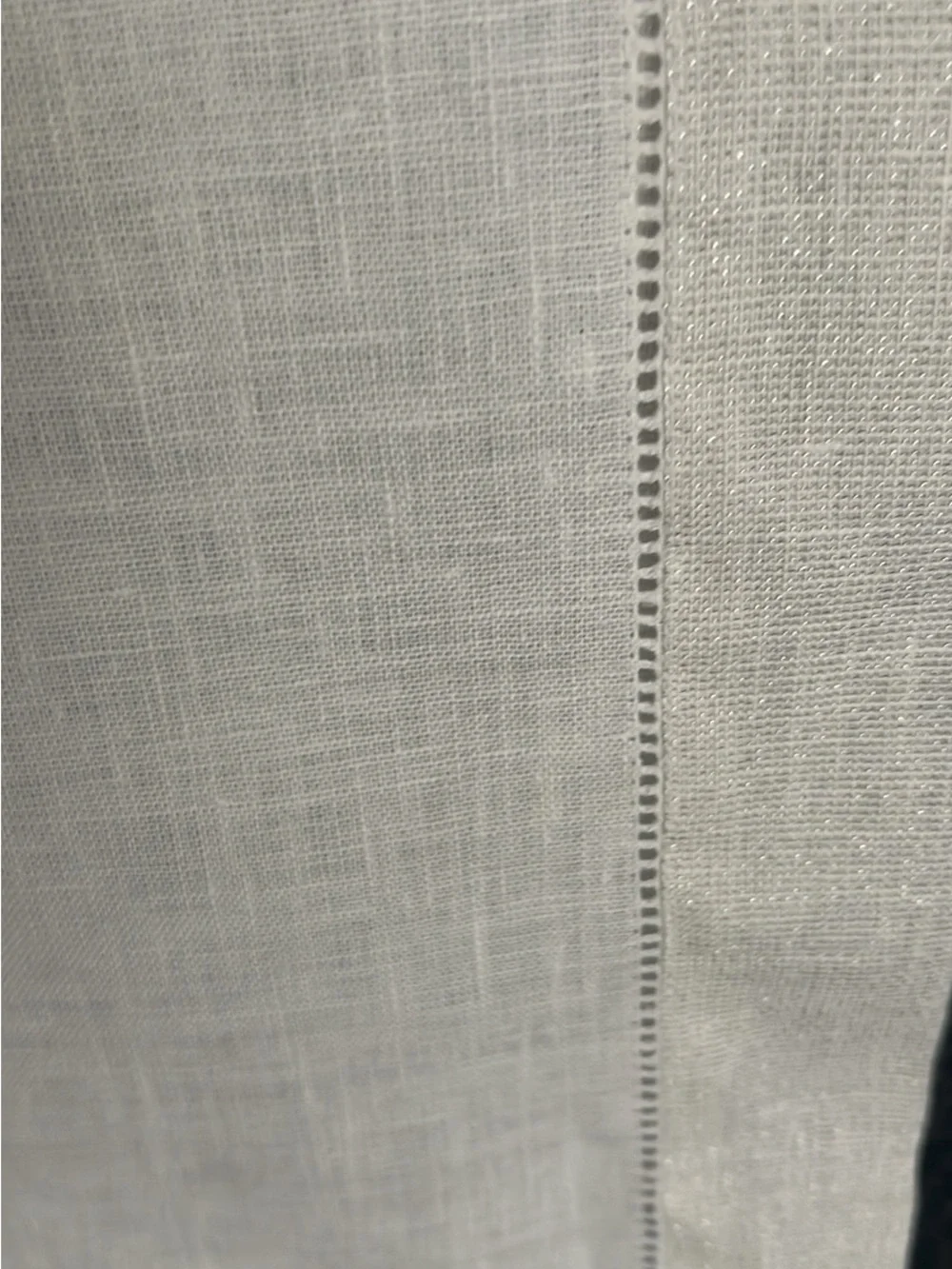 SFERRA White Linen Table Runner with Hemstitch Detail